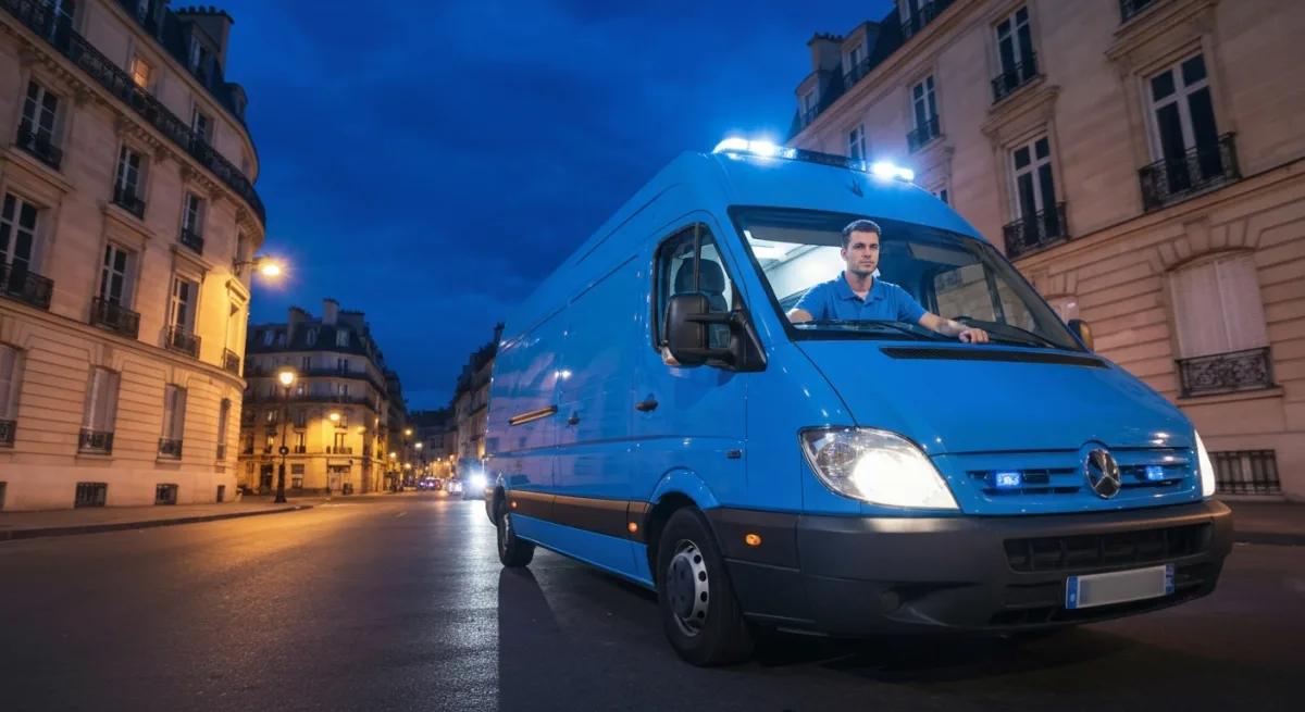 Vehicule urgence debouchage Paris nuit